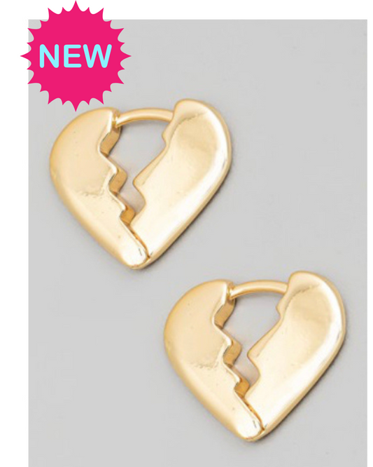 Broken Heart Huggie Earrings